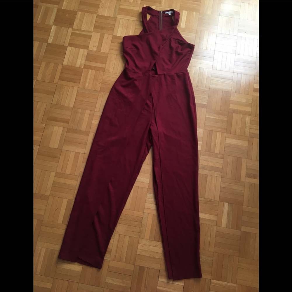 Burgundy Sleeveless Jumpsuit